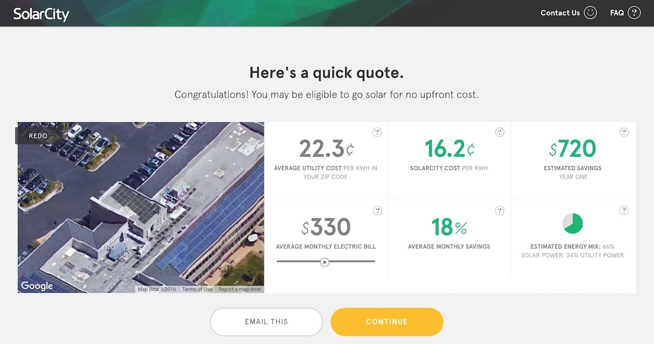 SolarCity Go provided DIY quotes to prospective customers.