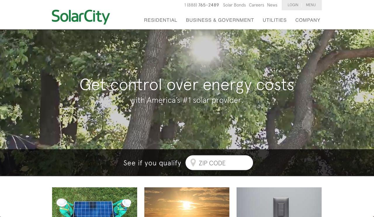 Once the homepage of SolarCity.com