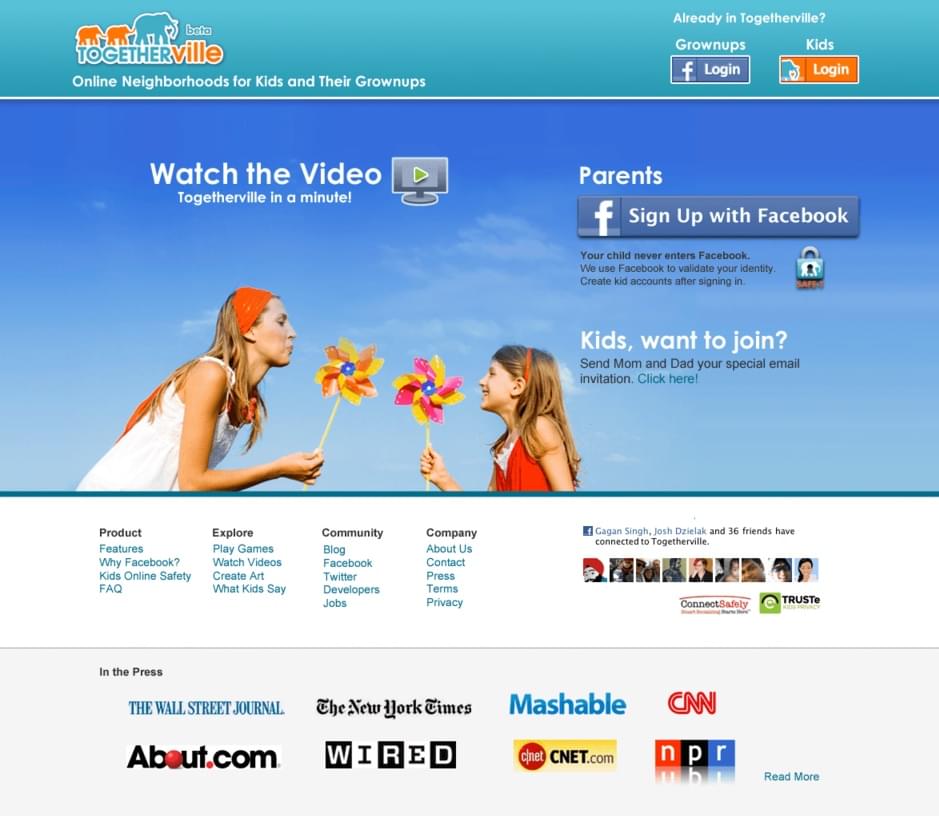 Once the homepage of Togetherville.com